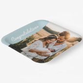 text and photo custom personalized party blue  papieren bordje (Gebogen)