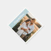 text and photo custom personalized party blue servet (Hoek)