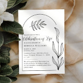 Text Arch Celebration of Life Invitation Kaart