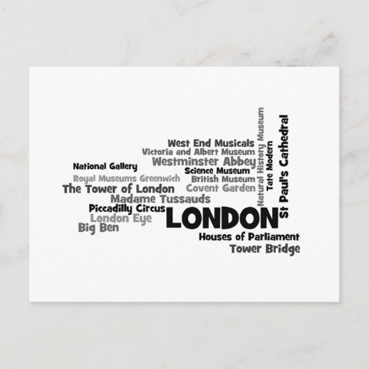 Text Art "London" Briefkaart (Voorkant)