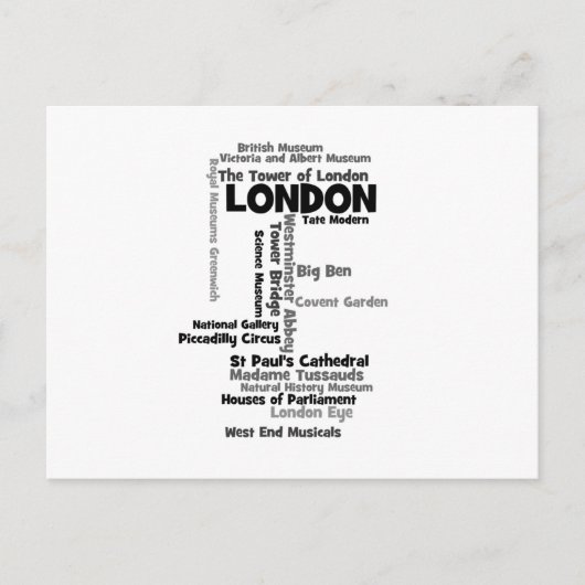Text Art "London" Briefkaart (Voorkant)