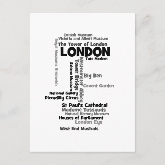 Text Art "London" Briefkaart (Voorkant)