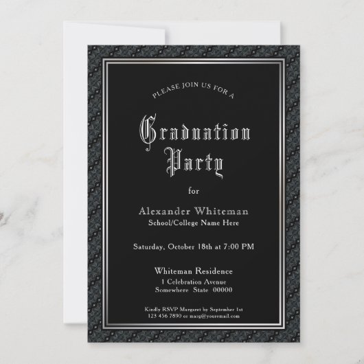  Text Black Graduation Party Kaart (Voorkant)