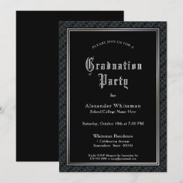  Text Black Graduation Party Kaart