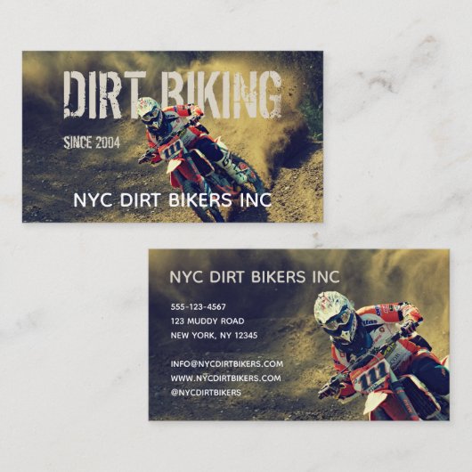 Text Integrated Dirt Bike Photo Visitekaartje (Voorkant / Achterkant)