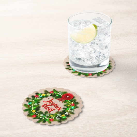 Text Joyeux Noël bewerken Kartonnen Onderzetters (Insitu)