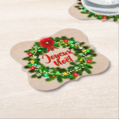 Text Joyeux Noël bewerken Kartonnen Onderzetters (Gekanteld)