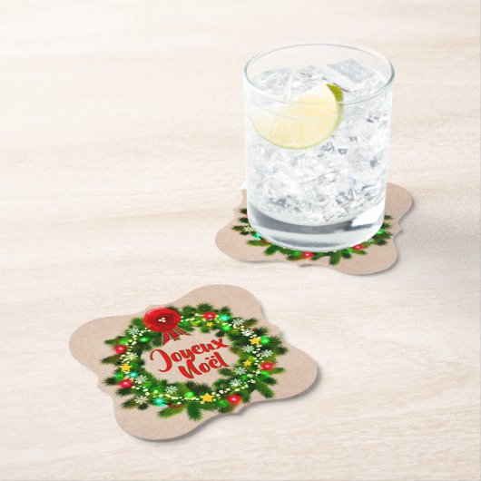 Text Joyeux Noël bewerken Kartonnen Onderzetters (Insitu)