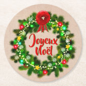 Text Joyeux Noël bewerken Ronde Kartonnen Onderzetter (Voorkant)