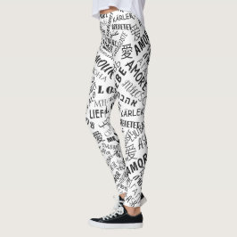 Text Leggings Love Multi Language - Your Colours