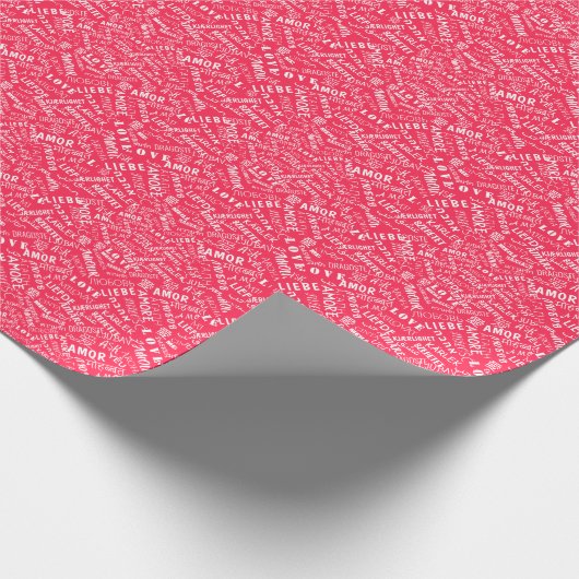 Text Love Roze Inpakpapier (Hoek)