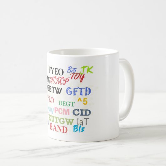 Text Messaging Lingo Coffee Cup Koffiemok (Voorkant rechts)