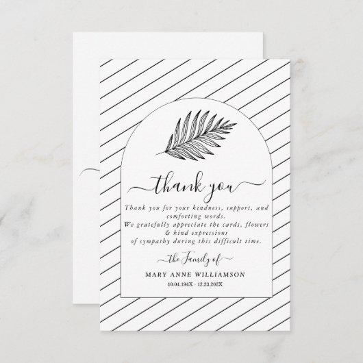 Text Minimal Funeral Hartelijk dank Bedankkaart (Voorkant / Achterkant)