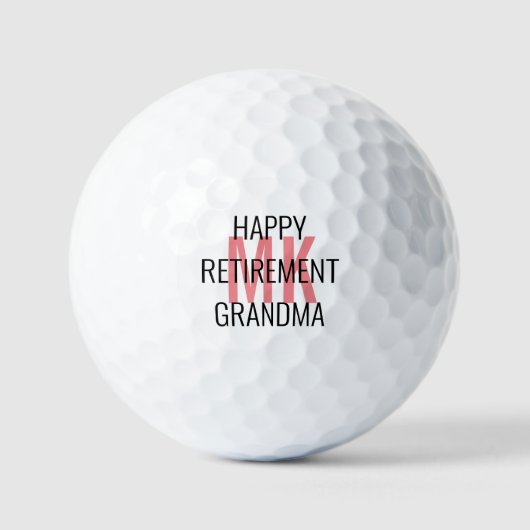 Text Overlay Happy Retirement Grandma Monogram Golfballen (Voorkant)