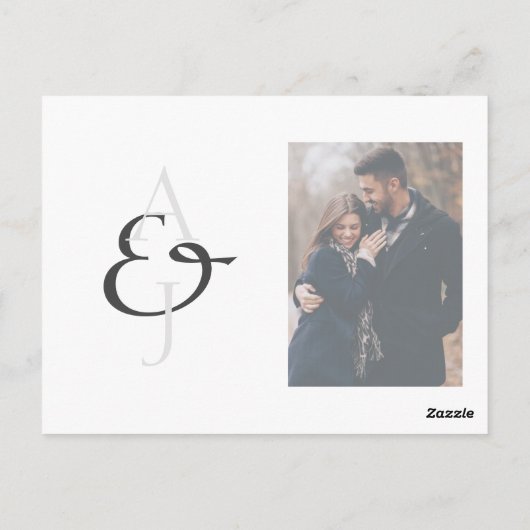 Text Overlay Monogram Foto Weddenschap Briefkaart (Achterkant)