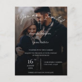 Text Overlay Monogram Foto Weddenschap Briefkaart (Voorkant)