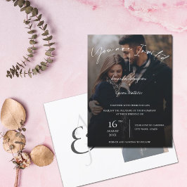 Text Overlay Monogram Foto Weddenschap Briefkaart