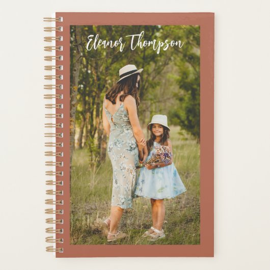 Text Overlay Name Terracotta Personalized Photo Planner (Voorkant)