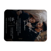 Text Overlay Typografie Foto Weddenschap Uitnodigi Magneet (Horizontaal)