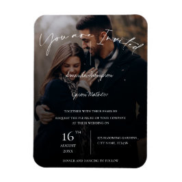 Text Overlay Typografie Foto Weddenschap Uitnodigi Magneet