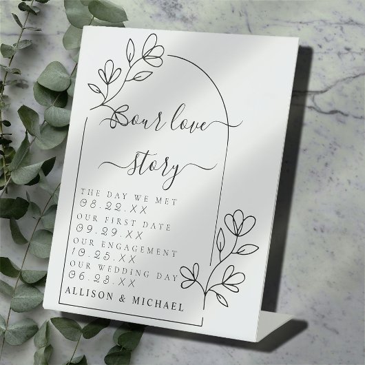 Text Script Our Love Story Chronologie Pedestal Si Reclamebord Met Voetstuk