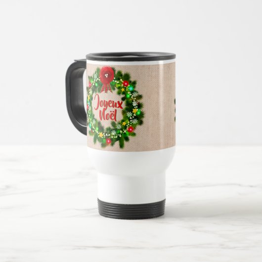 Text Tasse de voyage joyeux Noël bewerken Reisbeker (Voorkant links)