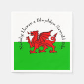 Text Welsh Flag Red Dragon kerstcocktail bewerken Servet (Voorkant)