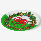 Text Year Welsh Flag Red Dragon, Kerstmis 9" bewer Papieren Bordje (Gekanteld)