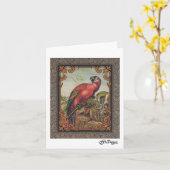 Textiel Art Bird Notecard Kaart (Gele Bloem)