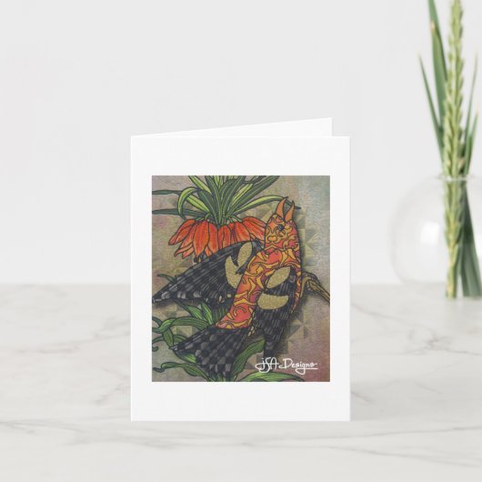 Textiel Art Bird Notecard Kaart (Voorkant)