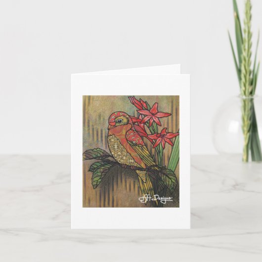 Textiel Art Bird Notecard Kaart (Voorkant)