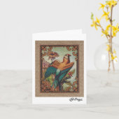 Textiel Art Bird Notecard Kaart (Gele Bloem)
