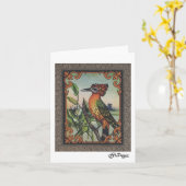 Textiel Art Bird Notecard Kaart (Gele Bloem)