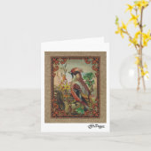 Textiel Art Bird Notecard Kaart (Gele Bloem)