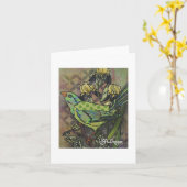 Textiel Art Bird Notecard Kaart (Gele Bloem)