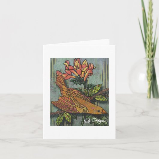 Textiel Art Bird Notecard Kaart (Voorkant)