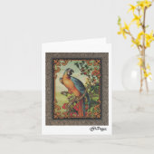 Textiel Art Bird Notecard Kaart (Gele Bloem)