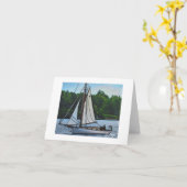 Textiel Art Boat Notecard Kaart (Gele Bloem)
