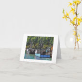 Textiel Art Boat Notecard Kaart (Gele Bloem)