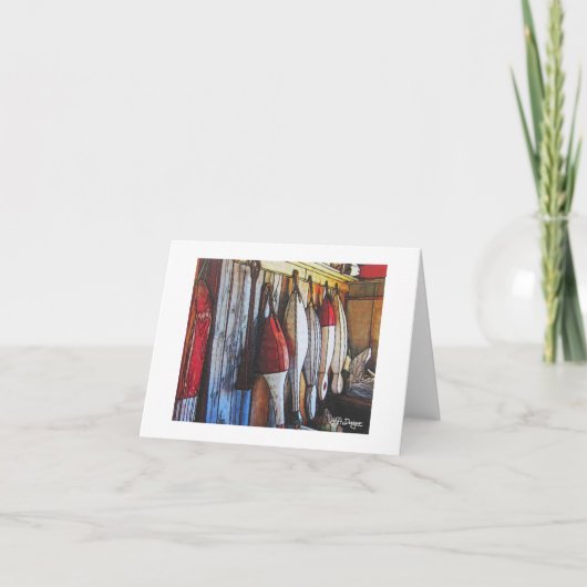 Textiel Art Boat Notecard Kaart (Voorkant)