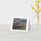 Textiel Art Boat Notecard Kaart (Gele Bloem)