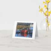 Textiel Art Boat Notecard Kaart (Gele Bloem)