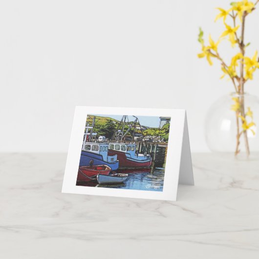 Textiel Art Boat Notecard Kaart (Gele Bloem)