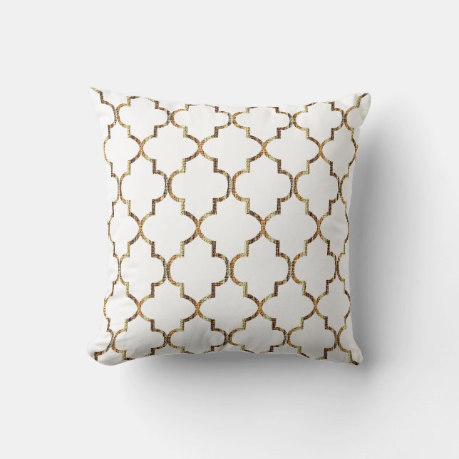 Textiel Gold Quatrefoil Pattern Kussen (Voorkant)
