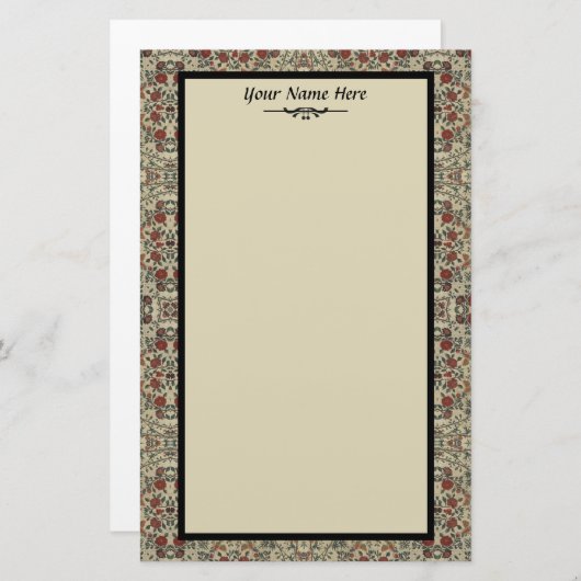 textiel met bloemen en vogels briefpapier (Voorkant / Achterkant)