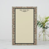 textiel met bloemen en vogels briefpapier (Staand voorkant)