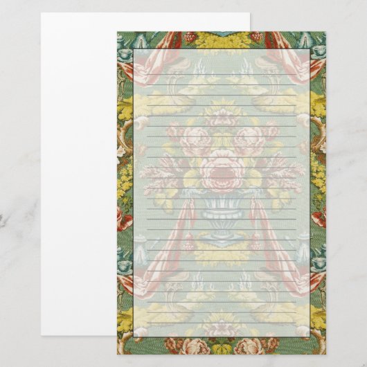 Textiel met een herhalend bloemmotief briefpapier (Voorkant / Achterkant)