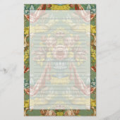 Textiel met een herhalend bloemmotief briefpapier (Voorkant)