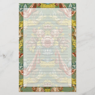 Textiel met een herhalend bloemmotief briefpapier