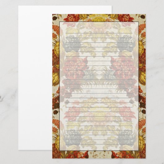 Textiel met een herhalend bloempatroon briefpapier (Voorkant / Achterkant)